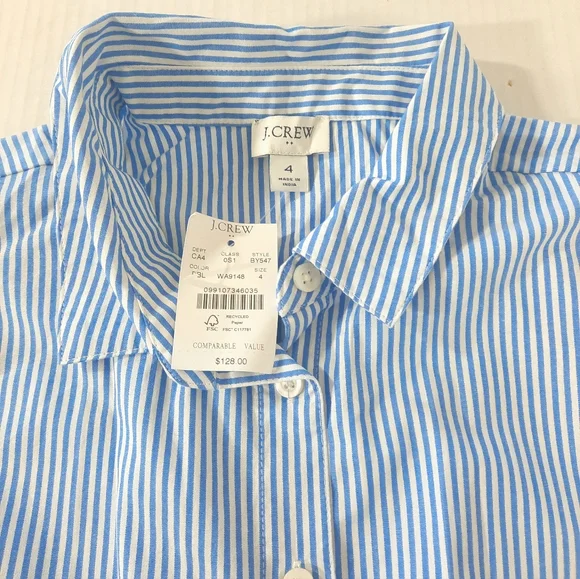 J Crew Striped Short Sleeve Midi Shirtdress - Picture 6 of 6